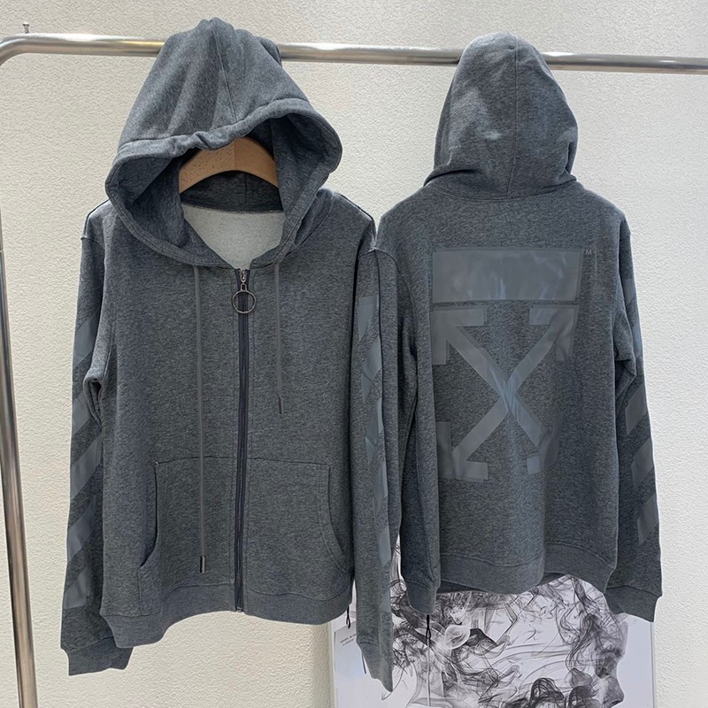 New for Autumn/Winter, Off-White Hoodie, Fake, Striped Logo, Oversized, ofn28804