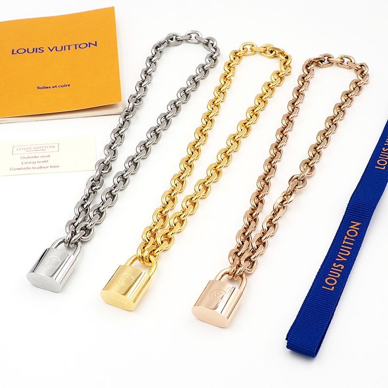 Extremely rare! Louis Vuitton Collier LV Edge replica padlock necklace in 3 colors MP2993