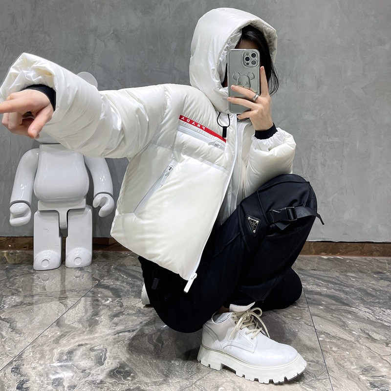 New Arrivals for Fall/Winter Prada Down Jacket, Replica, White, Women's, Nylon, pua49527