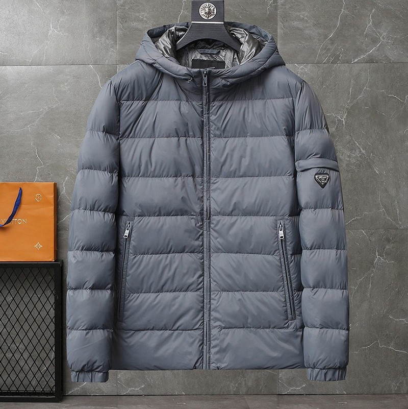 Free shipping Prada down jacket replica black men's nylon pux18623