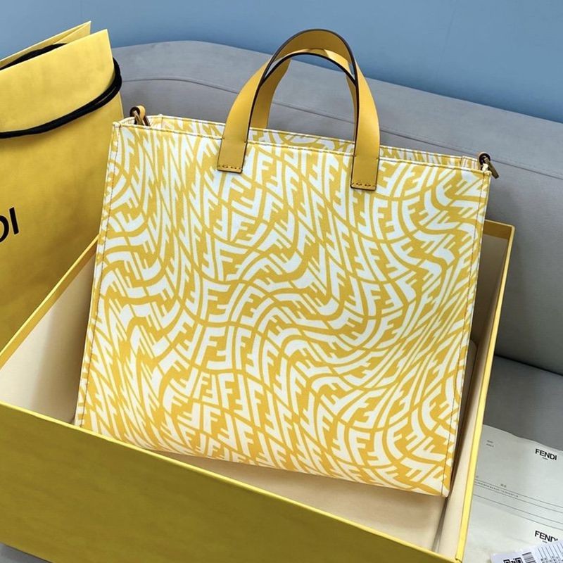 Eye-catching color Fendi Sunshine copy FF fabric shopper fez80600