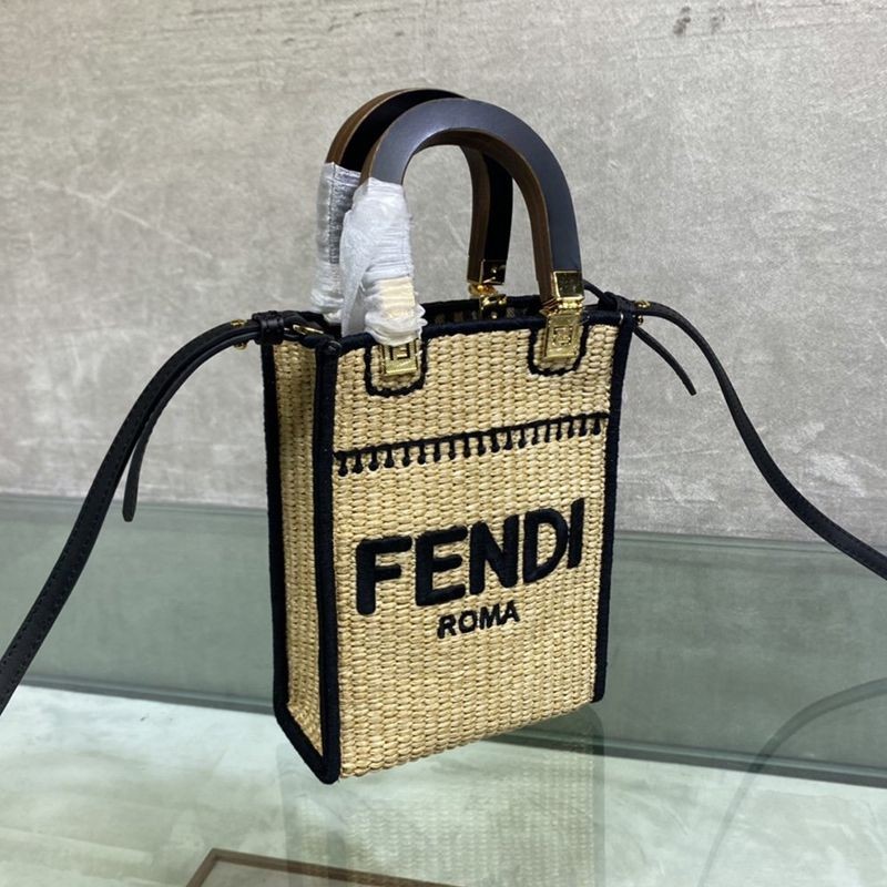 Rare color, immediate delivery, Fendi mini shopper bag, replica, raffia, 8BS051AFQPF0VPJ