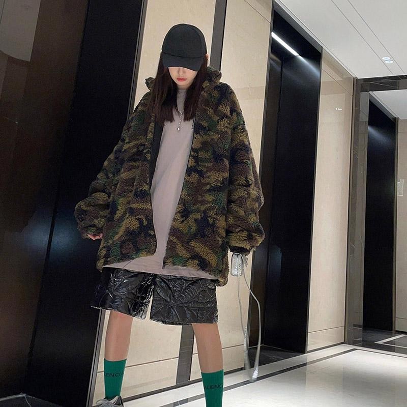 21AW New Balenciaga Wool Zip-up Jacket Replica Camouflage Pattern baz91297