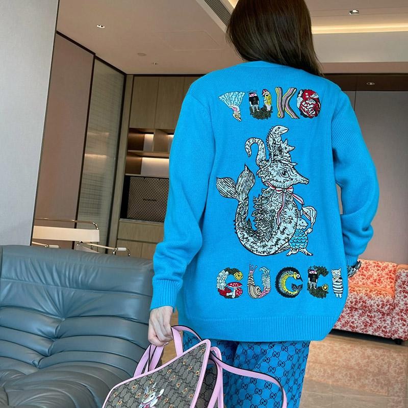 Popular Gucci Sweater Replica GG Jacquard Cotton Yuku Guy84051