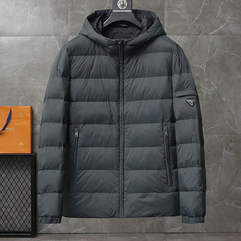 New sale Prada down jacket replica black men's nylon pur99064