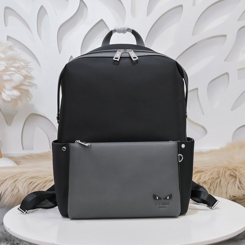 Very popular! Fendi replica black nylon and leather backpack fej75342