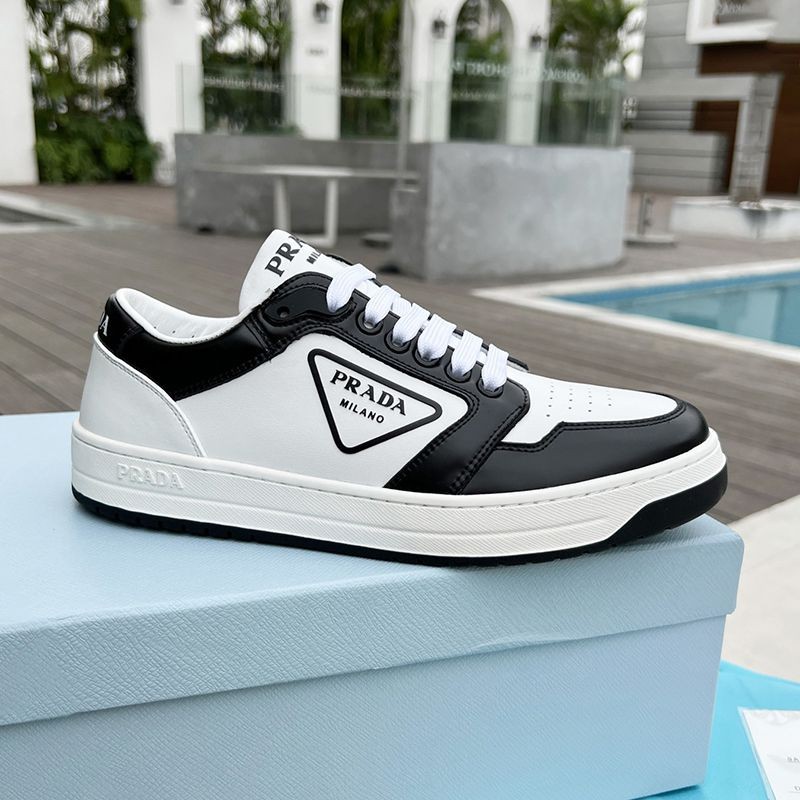 Rare color Prada logo leather replica sneakers pux70396