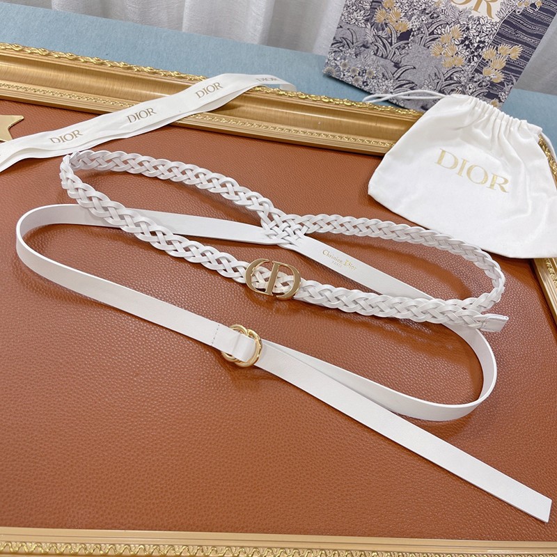 21AW New Dior Double Belt Replica Black Calfskin 15MM dey75045