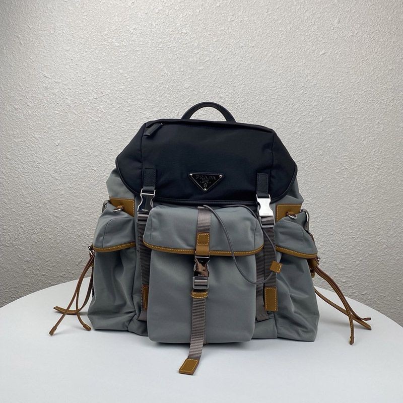 Popular all over the world? Prada copy ☆ Technical fabric Saffiano leather backpack puh47642