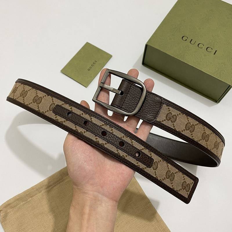 Very popular! Gucci canvas GG pattern fake belt, dark brown, 4cm wide, gup85969 Very popular! Gucci canvas GG pattern fake belt, dark brown, 4cm wide, gup85969