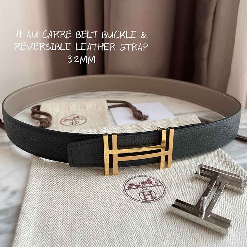 The most popular Hermes belt copy ☆ Belt buckle H O Carre reversible belt 32mm erf07334