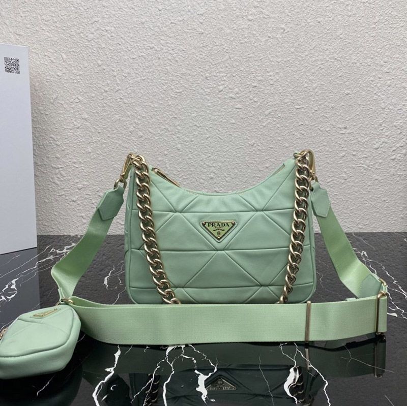 Prada Triangle Logo Sheep Fur Shoulder Bag puh01522