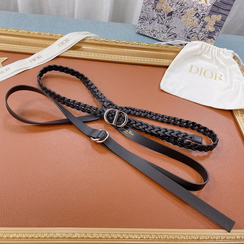 Very popular! [New] Dior double belt replica black calfskin 15MM dez40176