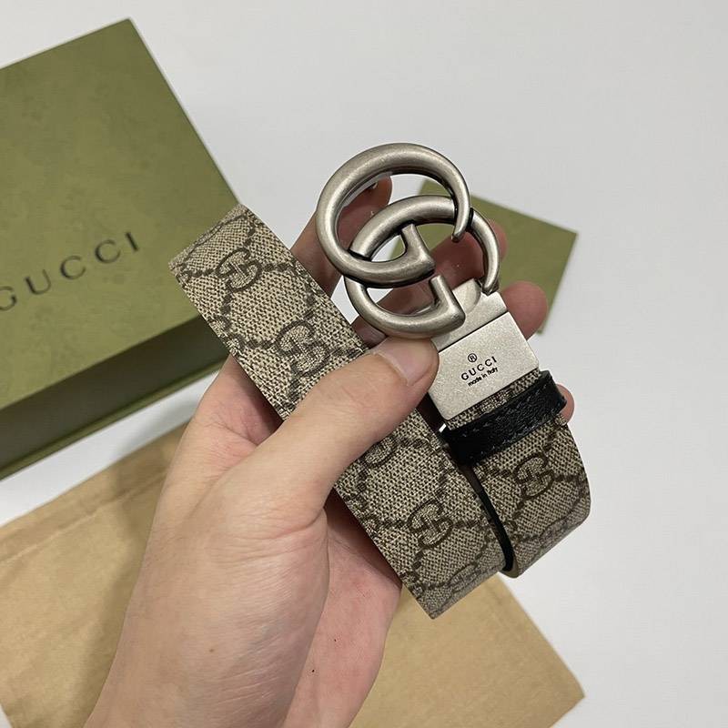 21-21AW New Gucci Canvas GG Pattern Belt Dark Brown Women's 35mm guk76514