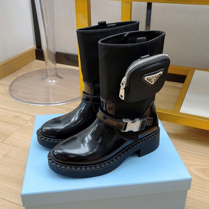 Extremely rare! Prada replica leather lace-up booties pum38440