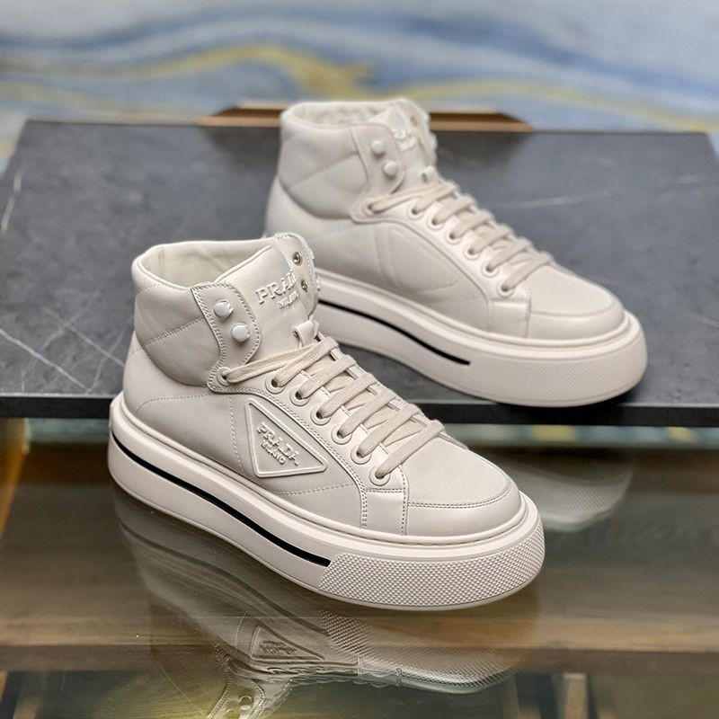 Rare Prada Macro Replica Re-Nylon x Brushed Leather High Top Sneakers pum29580