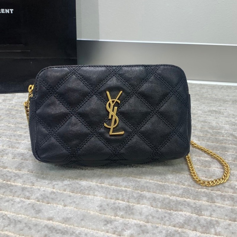 21-22AW Saint Laurent Shoulder Bag Replica Becky Double Zip Pouch Lambskin 6089411D3096805