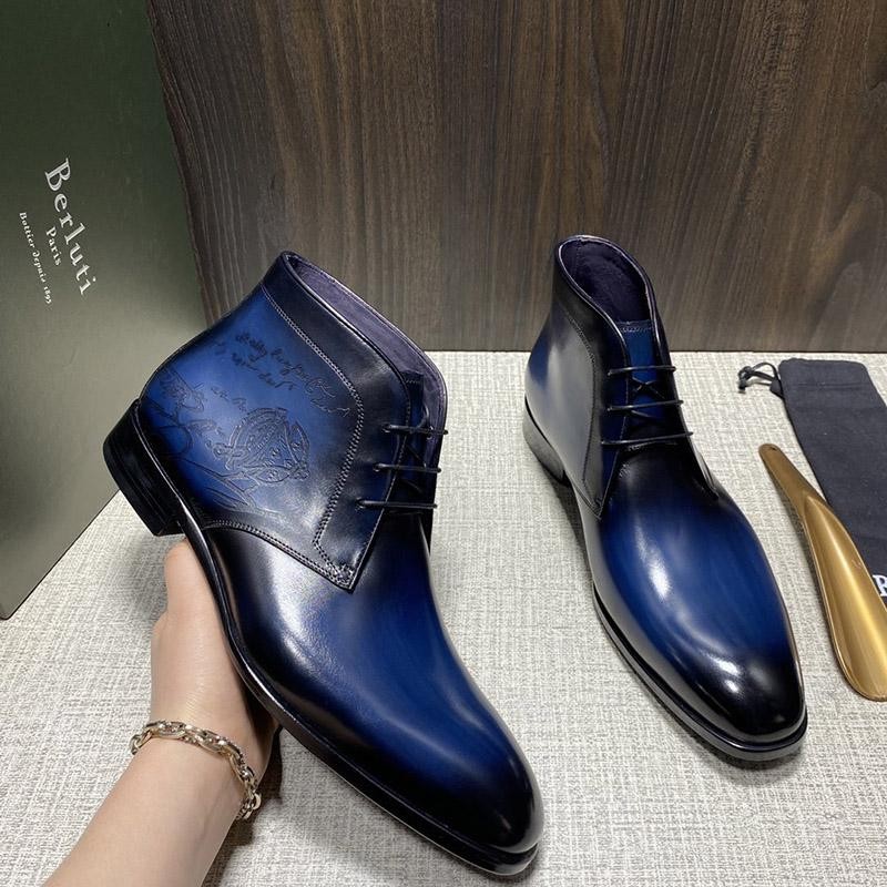 High quality???★Berluti★Leather boots copy calligraphy bec25713