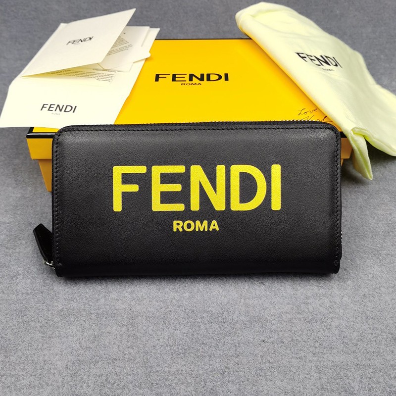 Extremely rare! Fendi replica customized zip-around long wallet in leather, black 7M0210ADM8F0R2A