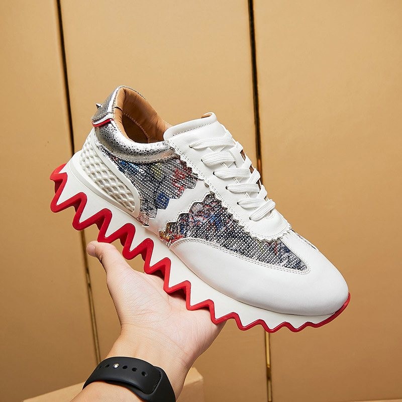 Very popular! Louboutin copy LOUBISHARK refreshing white ★ sneakers Rud83637