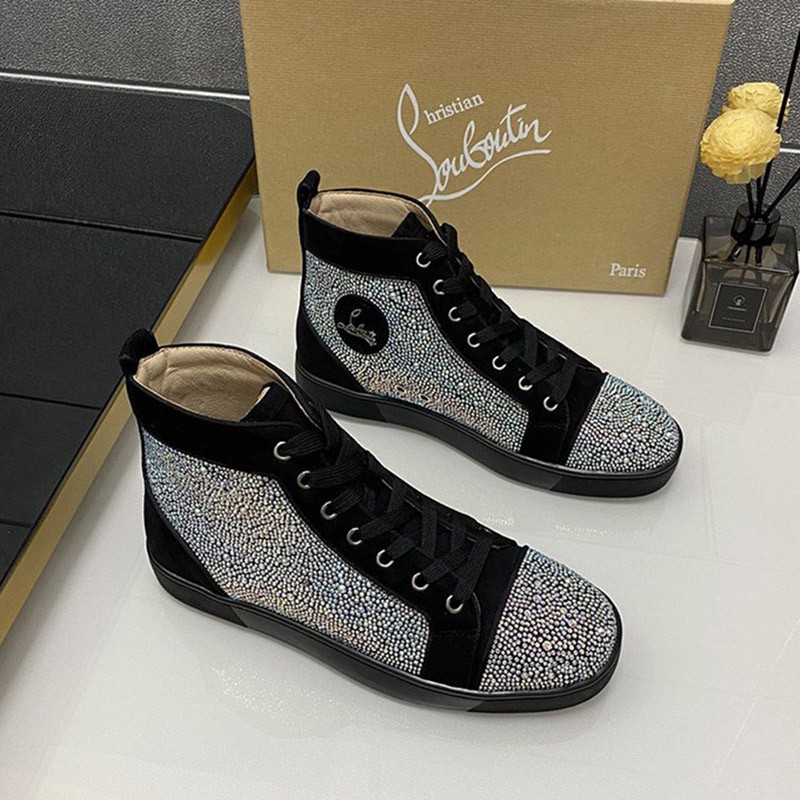 Christian Louboutin Rhinestone & Leather Sneakers Rue56470 Sold Out
