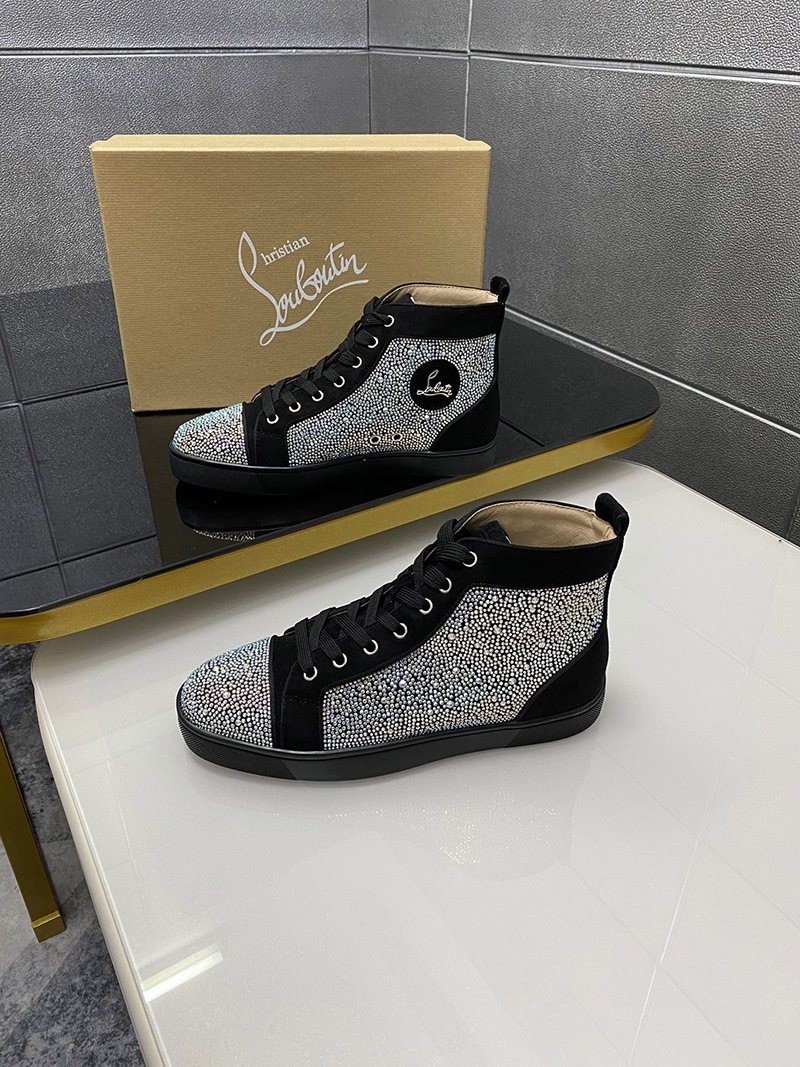Christian Louboutin Rhinestone & Leather Sneakers Rue56470 Sold Out