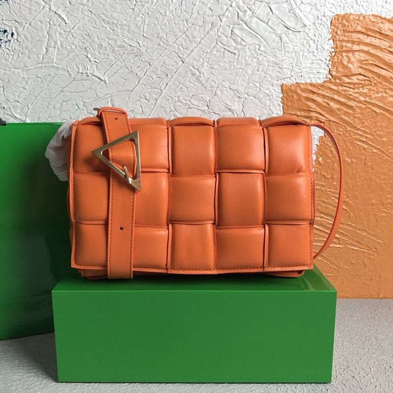 ☆Super popular☆Bottega Veneta copy padded cassette shoulder bag orange bob93124