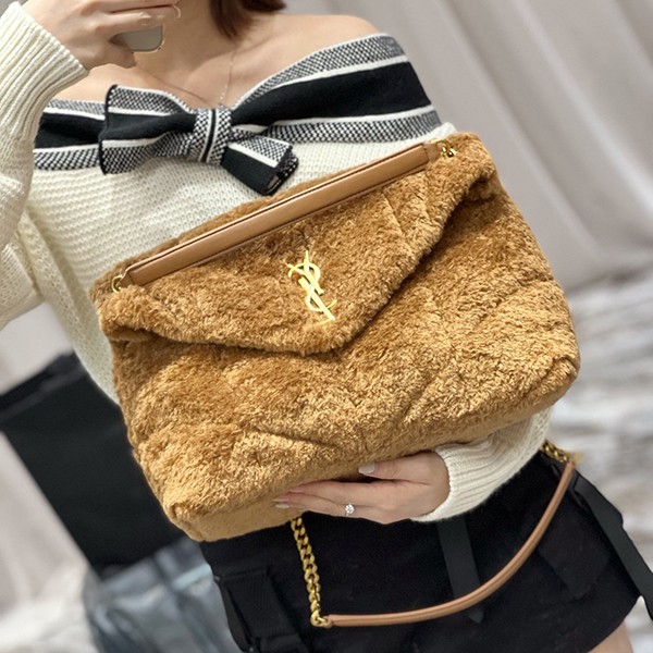Sale New Saint Laurent Shoulder Bag Replica Lulu Puffer Small Merino Shearling 577475