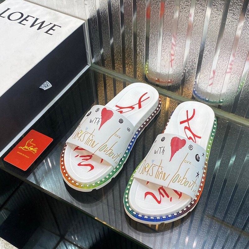 Rare Louboutin Pool Fun Spiked Leather Sandals Ruv55253