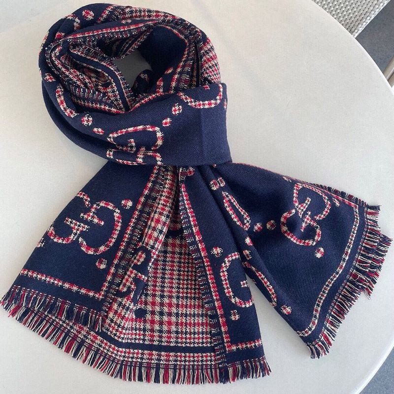 Very popular!! New color Gucci GG jacquard fake wool scarf gup73078