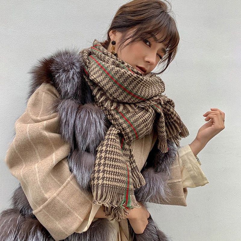 No.1 Popular Gucci Houndstooth Pattern Fake Cashmere Scarf gut16749