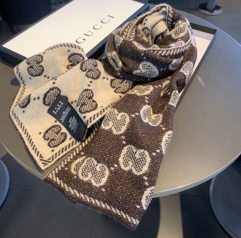 Free shipping Gucci GG wool lamé jacquard fake scarf/muffler guy75295