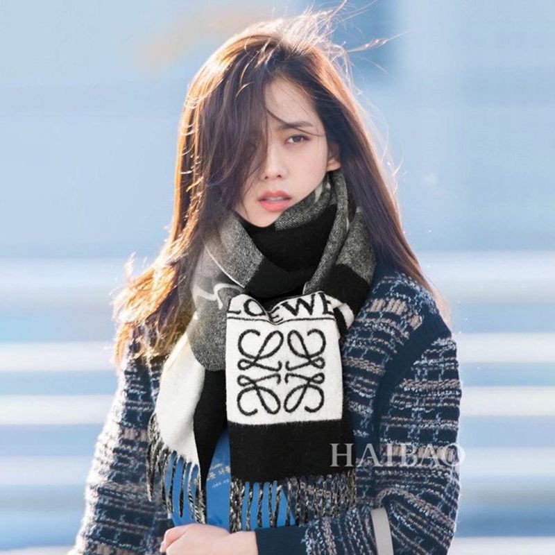 Cute Loewe Replica Logo Stripe Scarf (Cashmere) lov97443