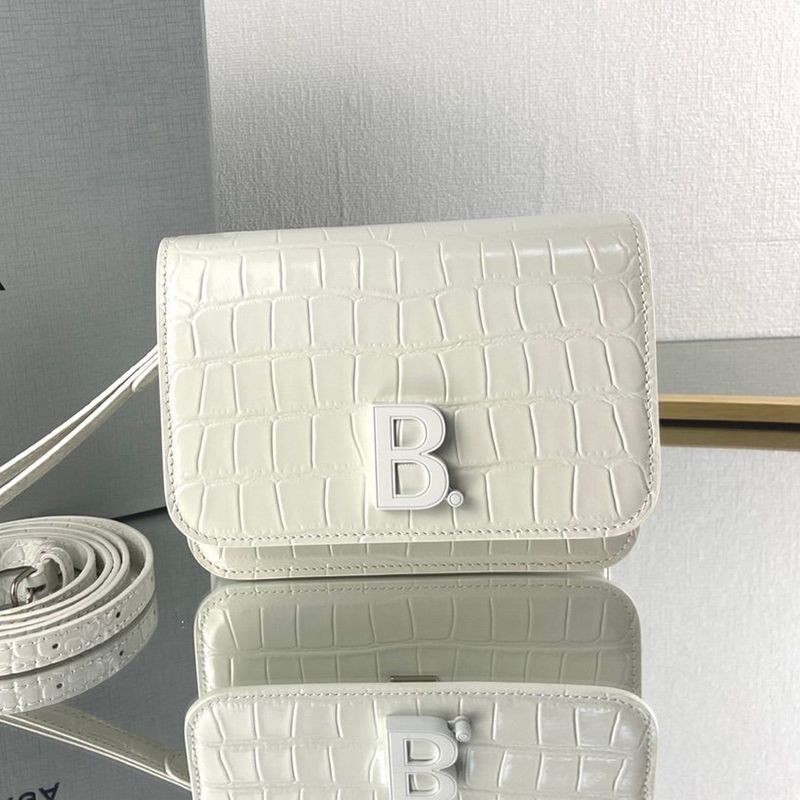 Rare color [Balenciaga] Mini crossbody bag copy ★ White crocodile print leather baw95958