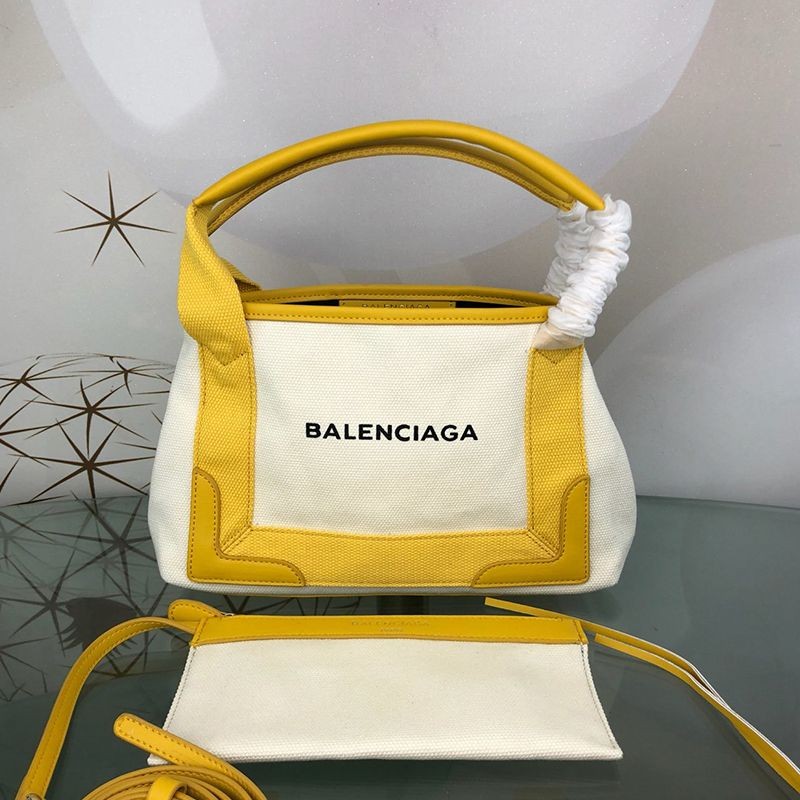 New on sale: Balenciaga Navy Cabas replica XS tote, beige x yellow, bav70474