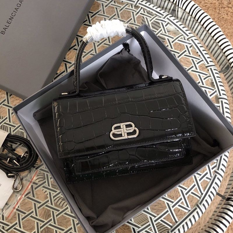 New Spring Items [Balenciaga] Sharp Crocodile Satchel Fake Leather Shoulder Bag XS bam61440