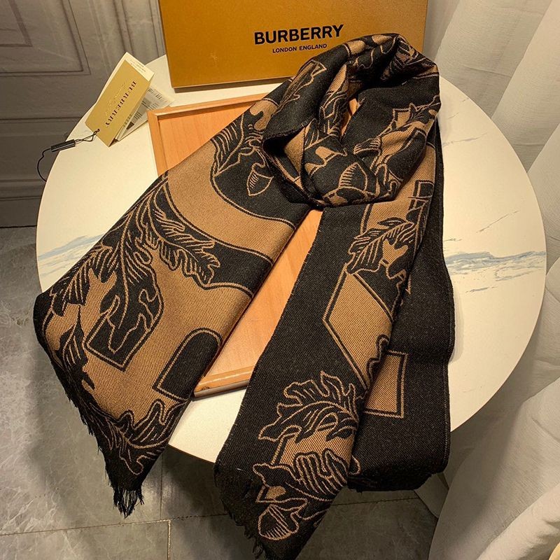 Burberry Replica Reversible Logo Jacquard Cashmere Scarf Bah28611 (Not Available in Japan)
