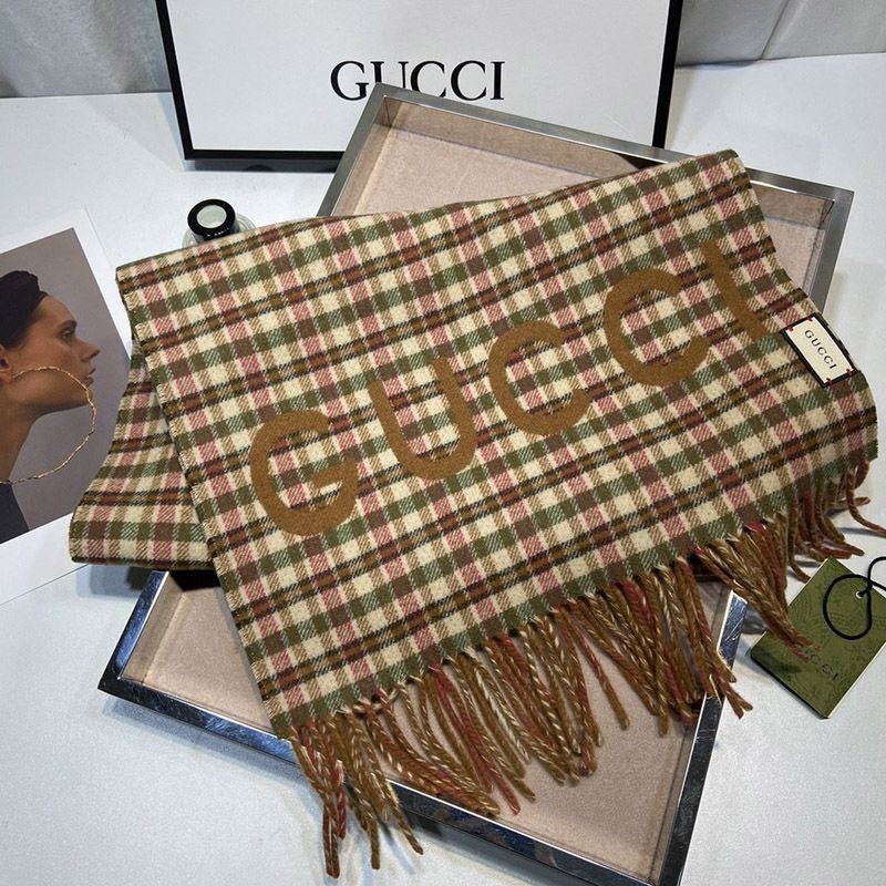 Sold out Gucci Check Cashmere Fake Scarf gux70461