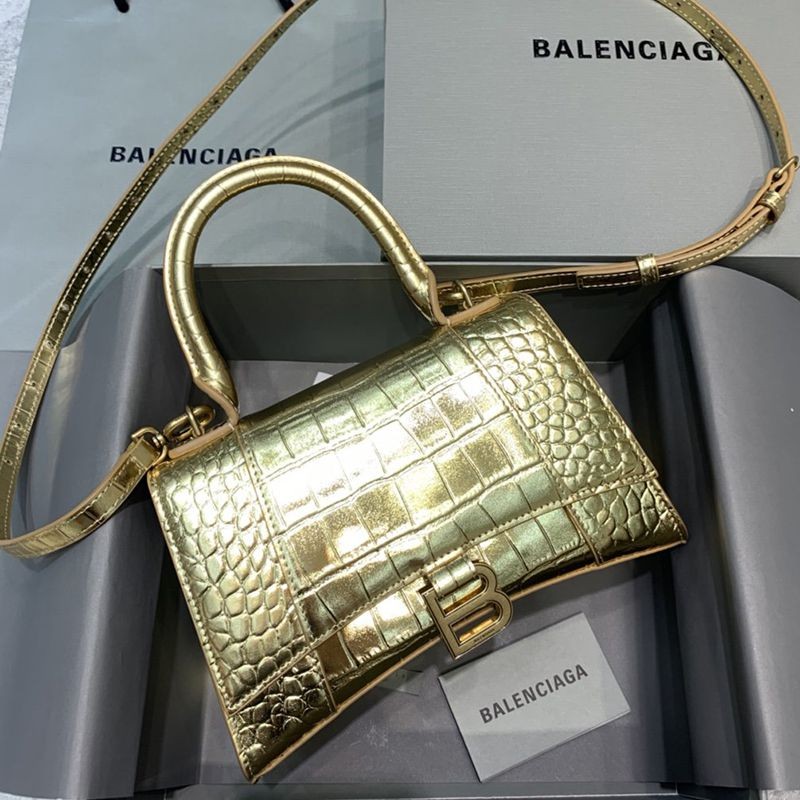 Free shipping Balenciaga replica Crocodile embossed HOURGLASS handle bag S ban64547
