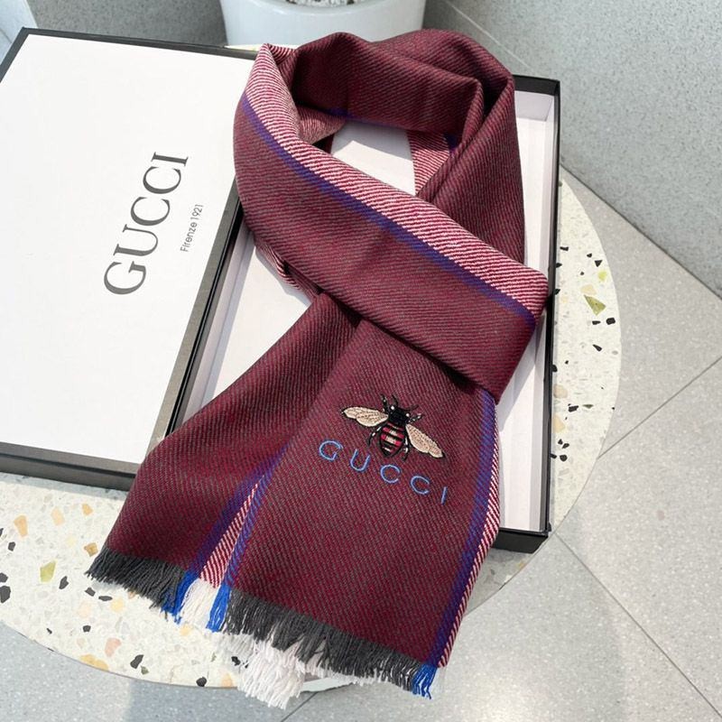 Sold out Gucci Bee Stripe Cashmere Scarf gut24489