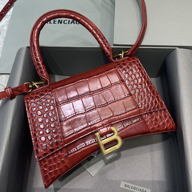 New sale Balenciaga replica Crocodile embossed HOURGLASS handle bag bas05045