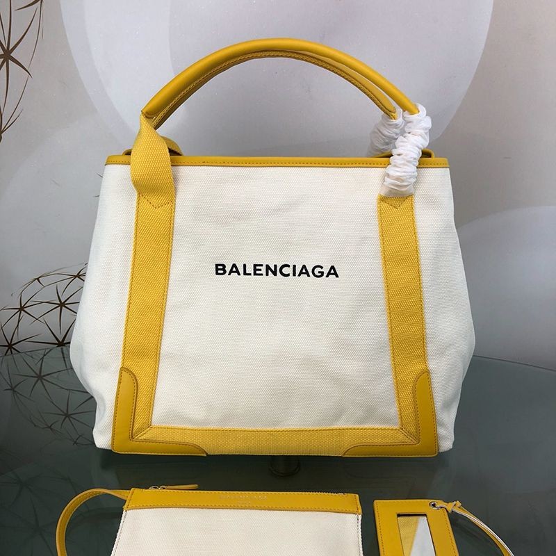Very popular! Balenciaga Navy Cabas Replica M Tote Beige x Yellow bad46286