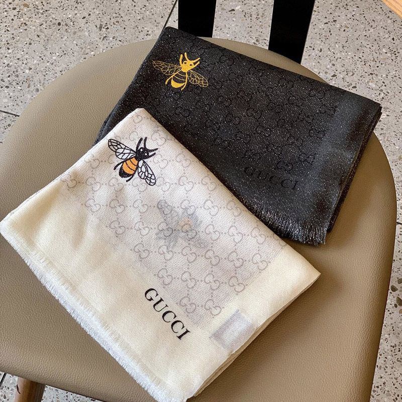 Very popular: Gucci bee stripe cashmere scarf gux00042