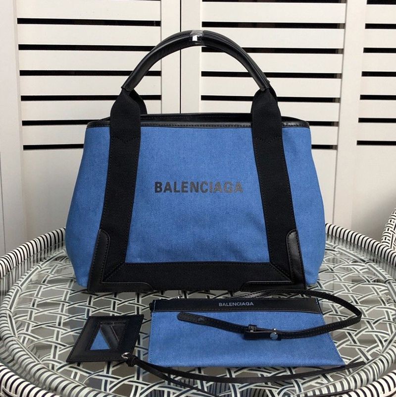 New for Spring: Balenciaga Navy Cabas Fake S Tote, Black x Beige, baq94315