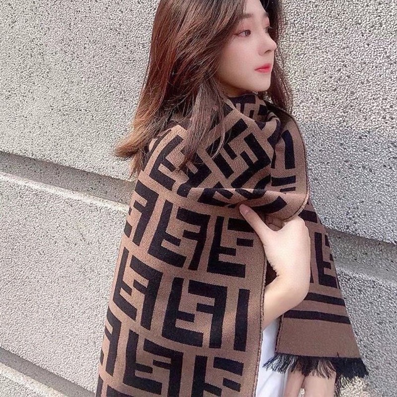 Cute Fendi Scarf Imitation Wool Intarsia Tassel Scarf fem86951