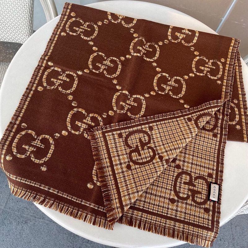 21-22AW Gucci GG Wool Lame Jacquard Scarf/Muffler gul09827