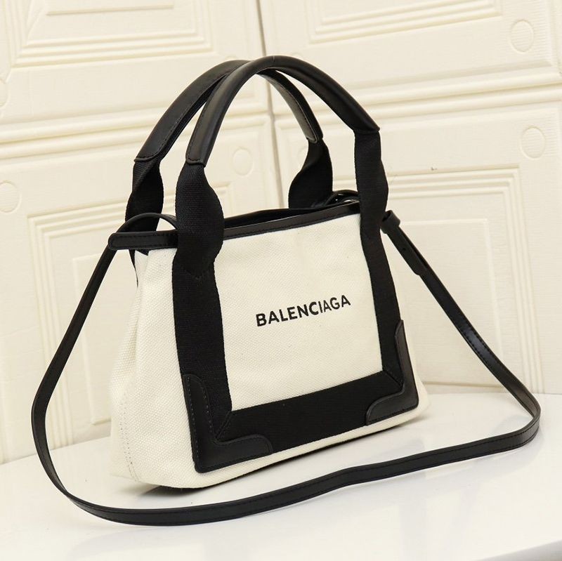 Classic Balenciaga Navy Cabas Replica XS 2WAY Tote White x Black bay99517