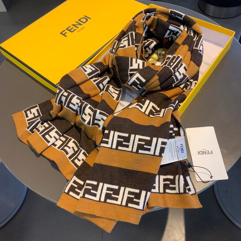 Rare color Fendi scarf imitation scarf wool intarsia tassel fec04262