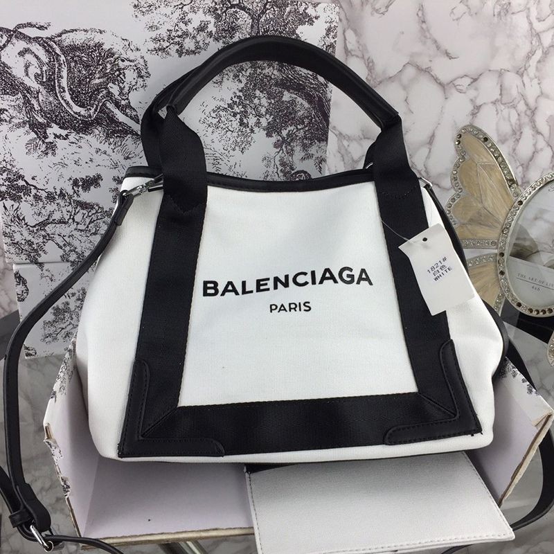 No.1 Popular Balenciaga Navy Cabas Replica S Tote White x Black bak23333