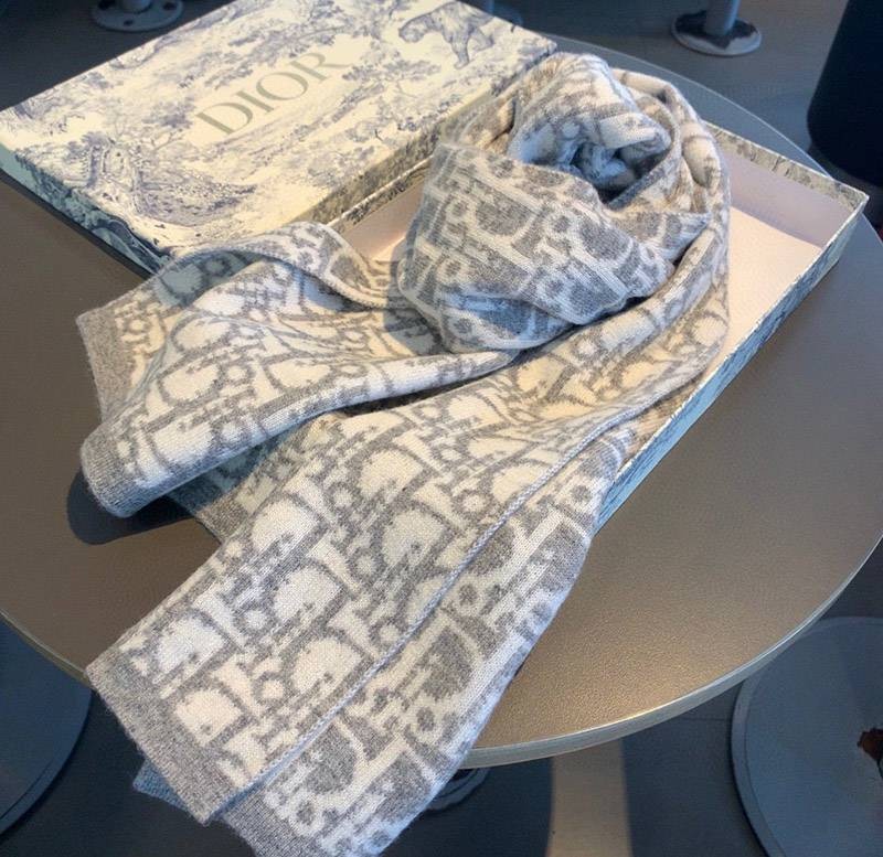 Dior scarf copy blanket oblique pixel cashmere and wool des12082